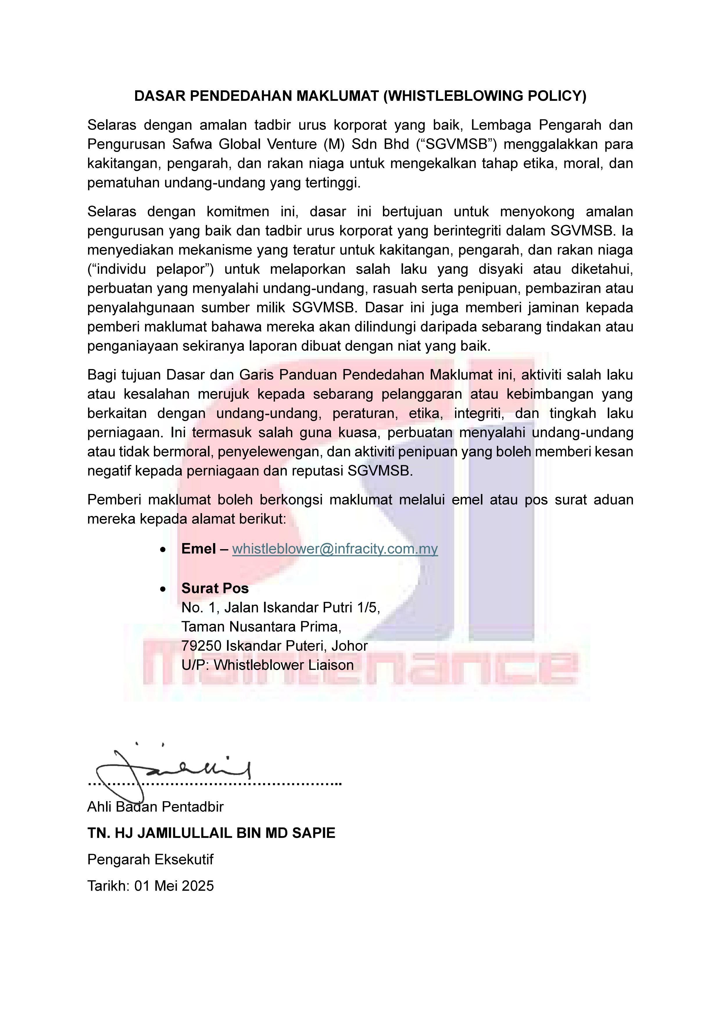 Policy Page 1